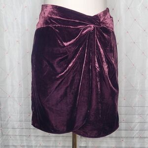 Loft Velvet Twist Shift Skirt Faux Wrap Whimsigoth Crushed Blackberry Size 0 NWT
